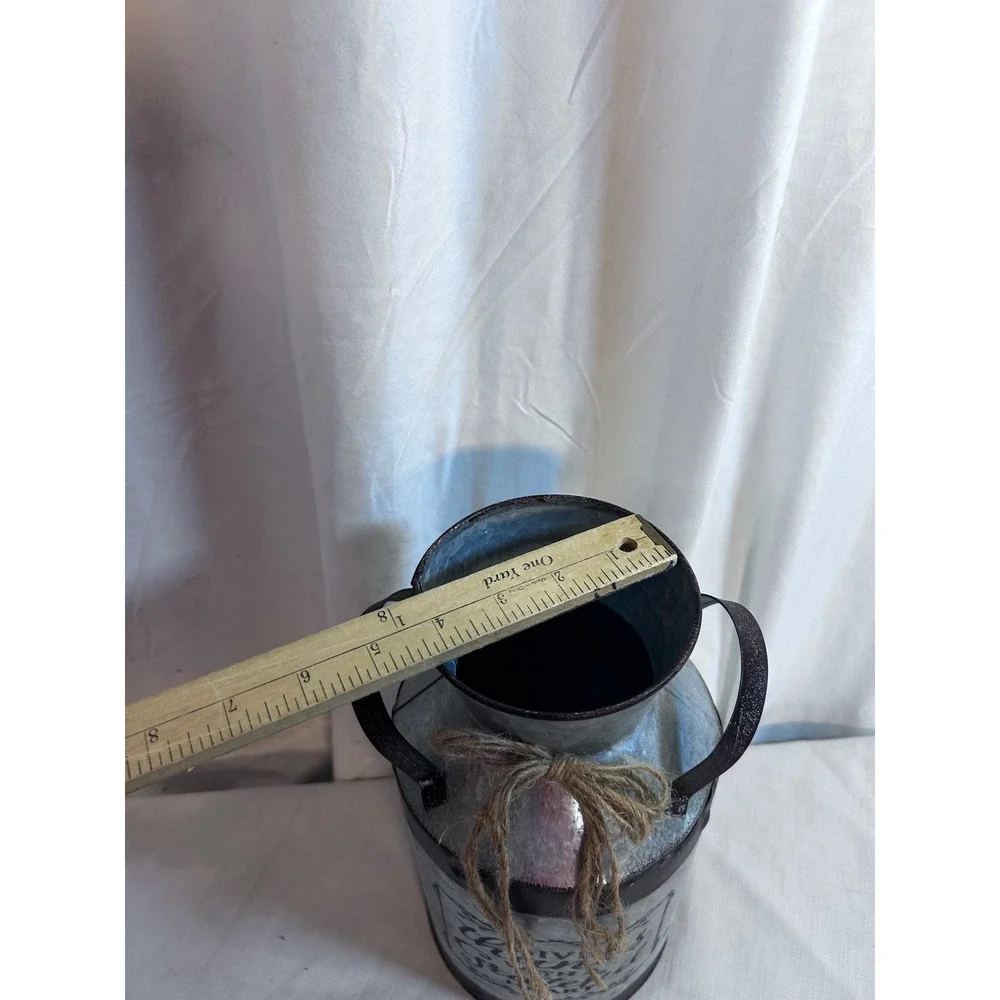 Unbranded Galvanized Metal Milk Jug 10in Silver Rustic Farmhouse Decor